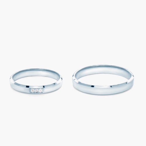 Obrączki ślubne: białe złoto, z fazą, 3 mm